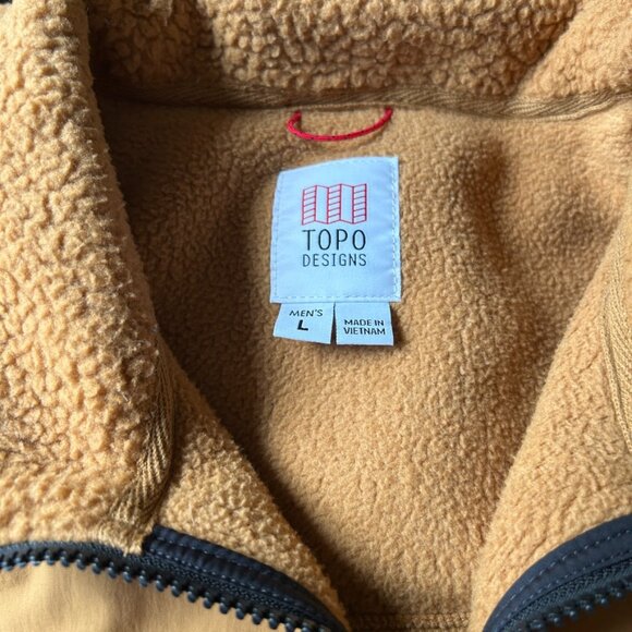 TOPO DESIGNS Subalpine Fleece Khaki Brown Vest ~ Size Large - Picture 5 of 6